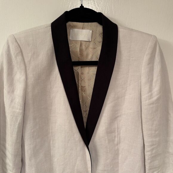 Zadig & Voltaire One-Button Linen Cotton Blazer Jacket Off White 36 - Picture 5 of 9